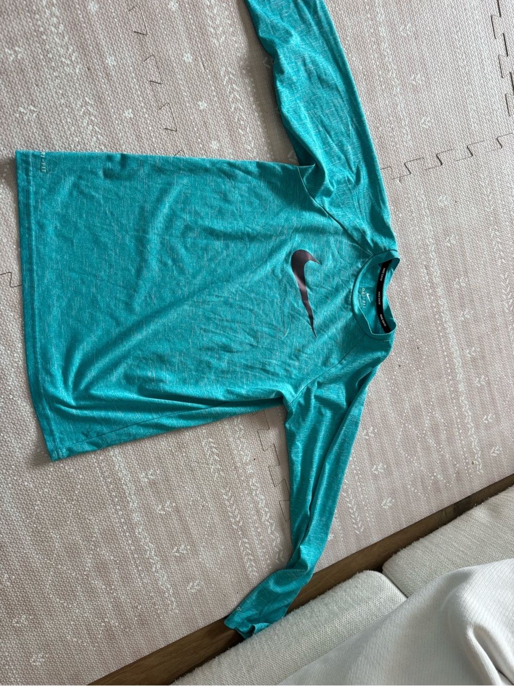 Nike Teal Long Sleeve Dri-FIT swim Shirt with Swoosh